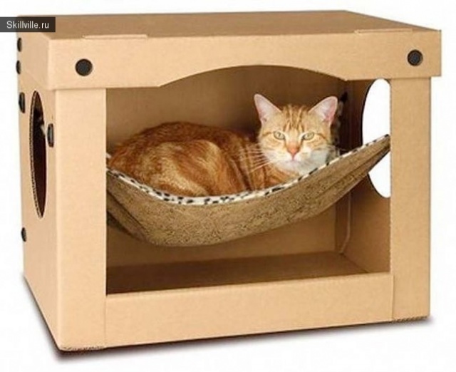 дом для кошки из коробки